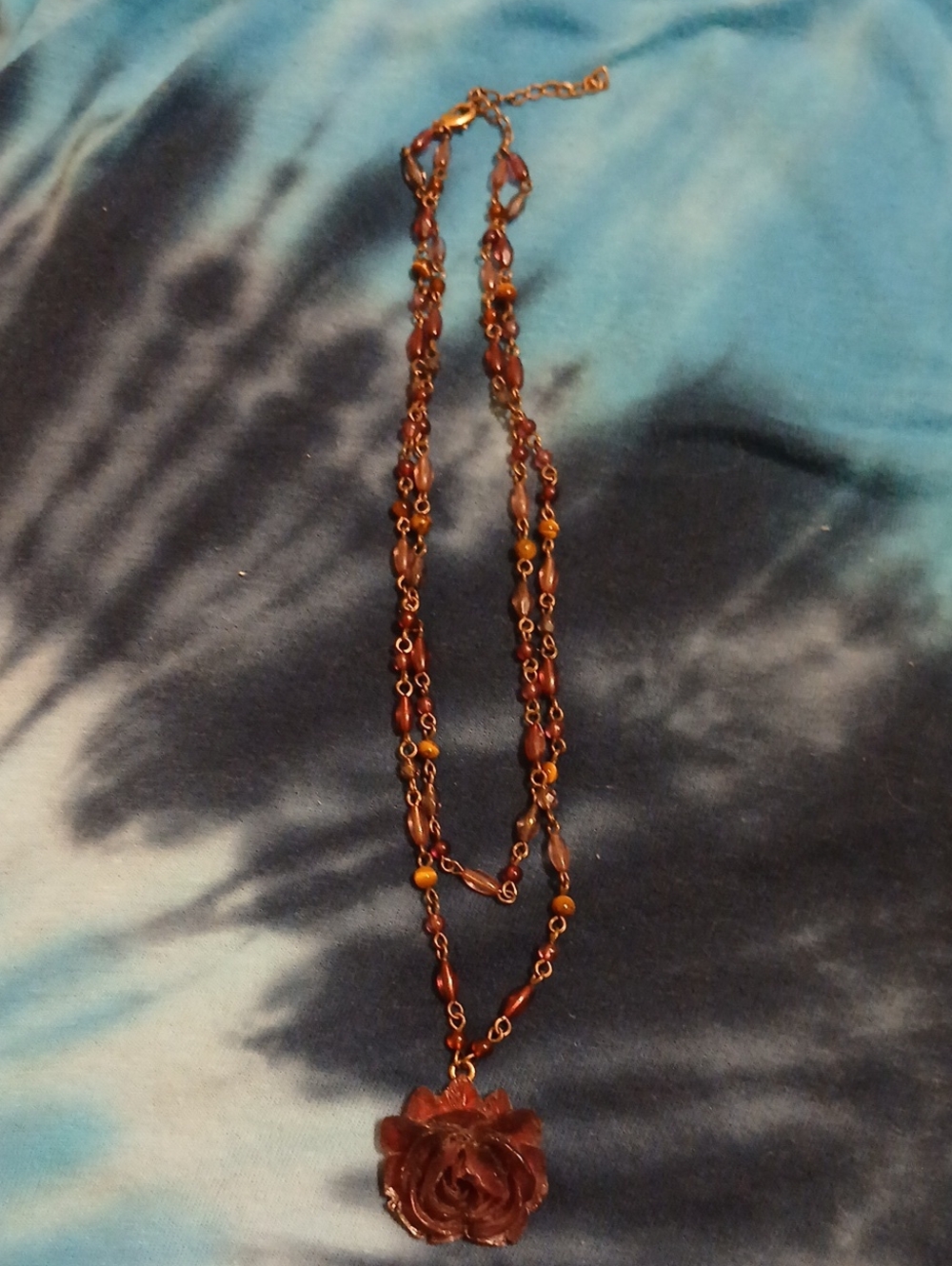 Handcrafted Brown Rose Pendant Necklace - Women Jewelry